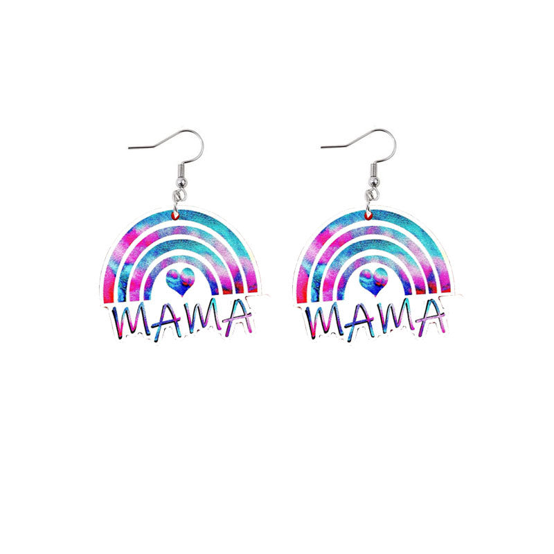 Wholesale Mother's Day Mama Sunflower Wooden Earrings